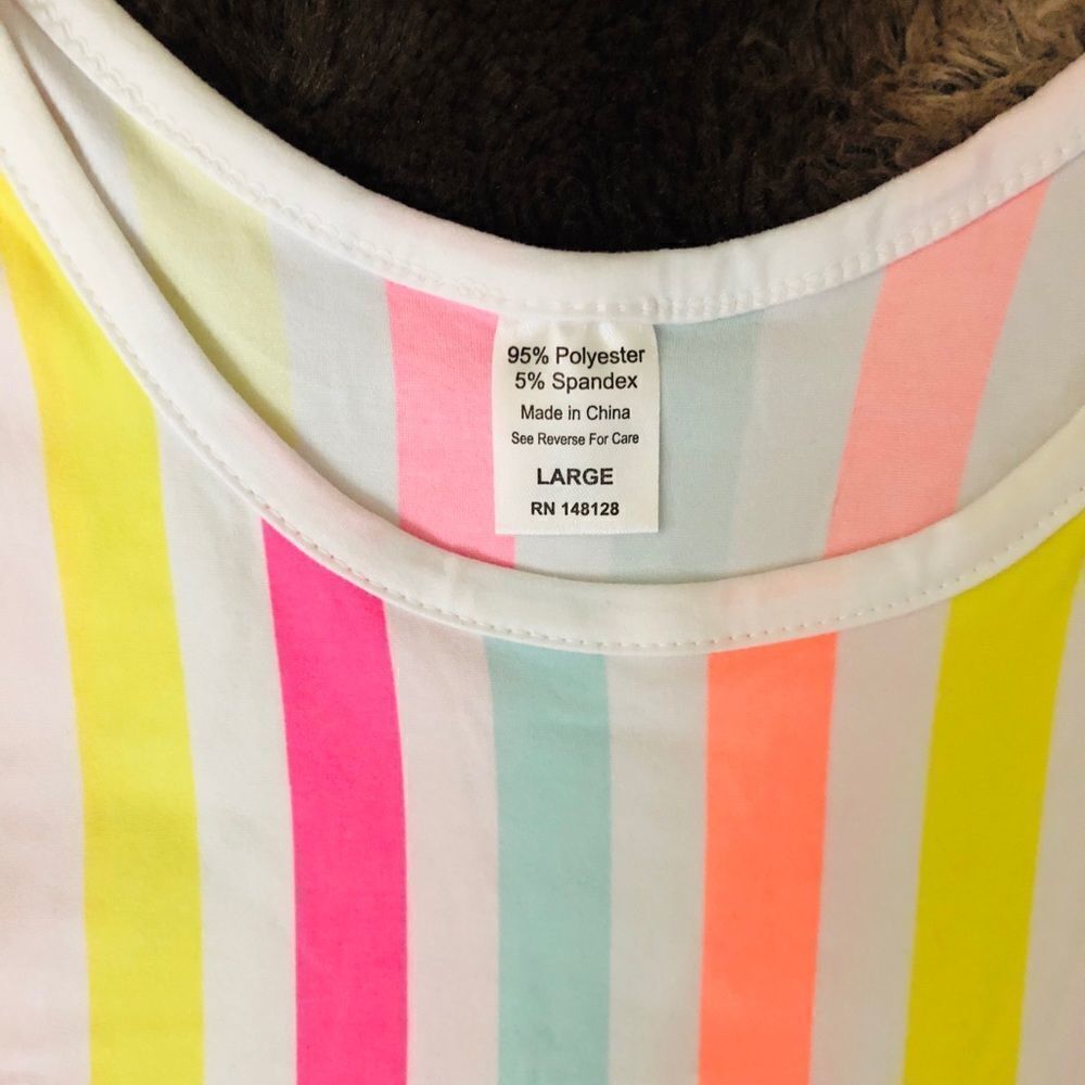 Neon Striped Crop Top Large - Picture 3 of 4
